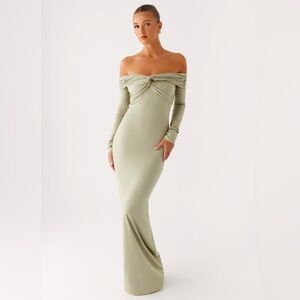 Beautiful sage off shoulder maxi dress NWT
